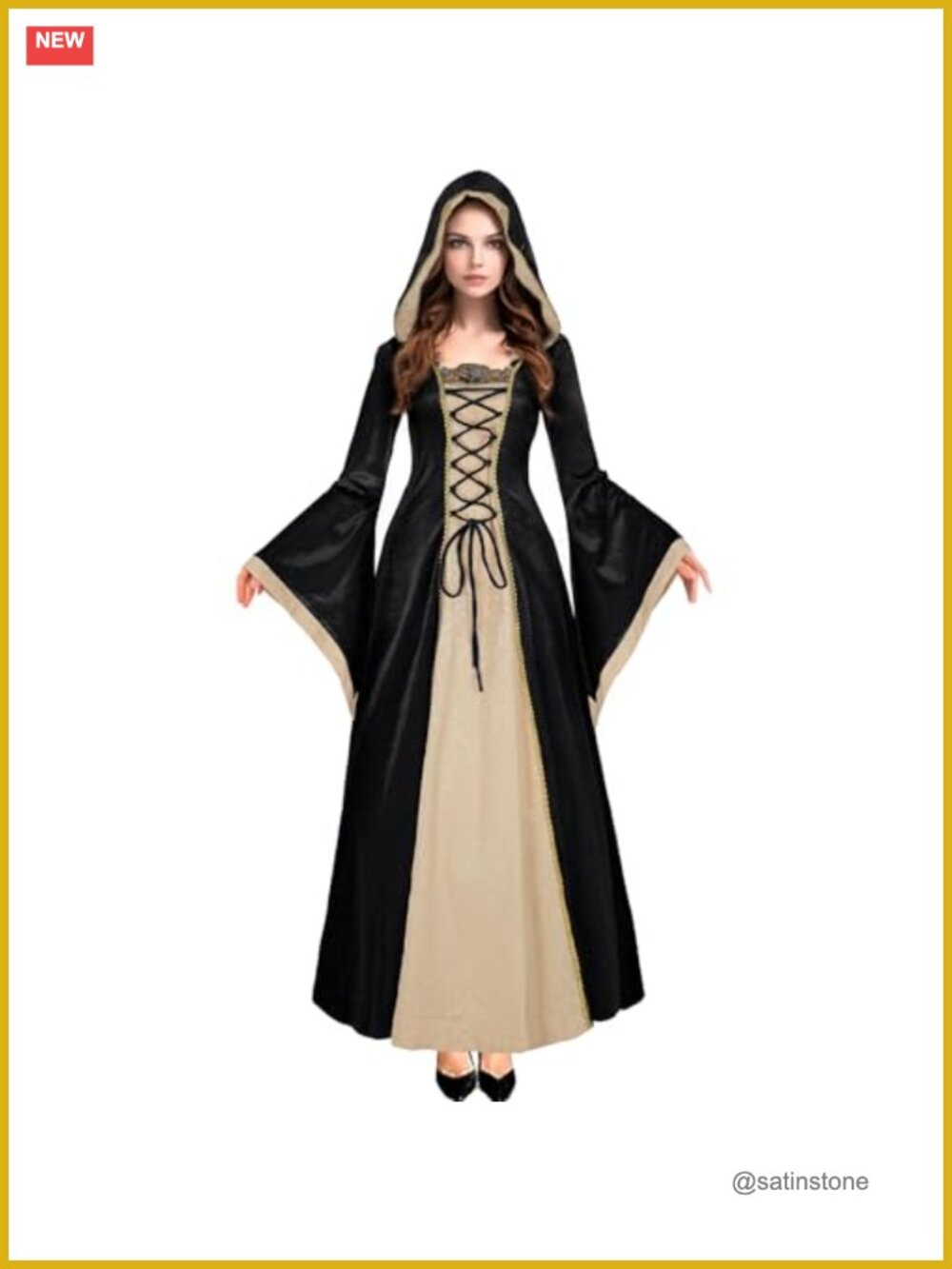 Medieval Renaissance Hooded Velvet Queen Dress Halloween Costume
